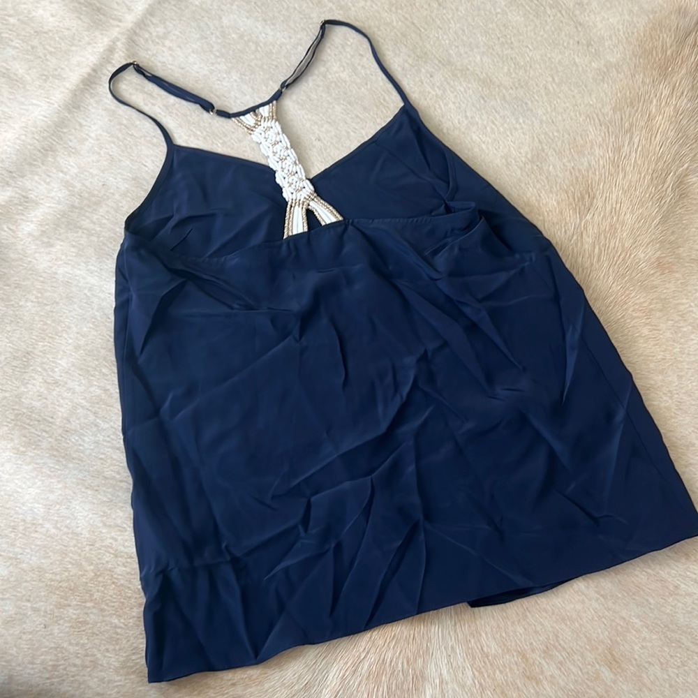 Lilly Pulitzer silk tank with crochet back detail - size small